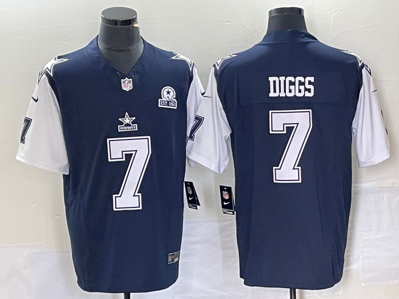 Men Dallas Cowboys #7 Diggs Blue Nike Vapor Limited 2023 NFL Jerseys
